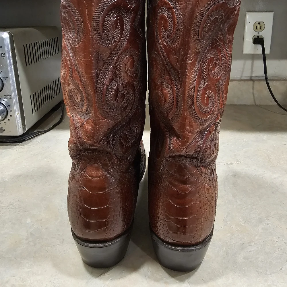 NEW Mens 11 D Dan Post Brown Genuine OSTRICH LEG Square Toe Western Cowboy Boots - Picture 9 of 13